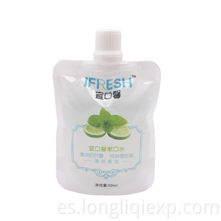 Paquete de bolsillo de 50 ml con sabor a menta o flor de rosa enjuague bucal individual natural